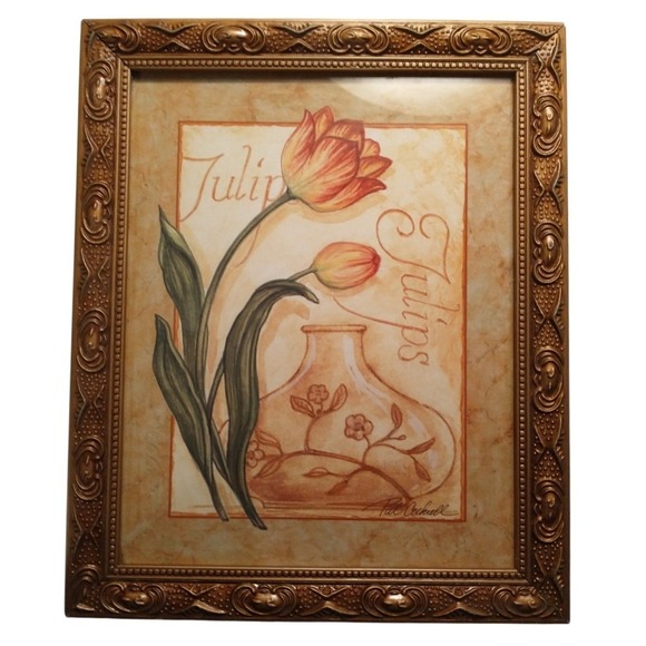 Pat Cockrell Other - Pat Cockrell Lily-Flowered Tulips Signed Art Print 3D Framed Vintage 11.75x9.5
